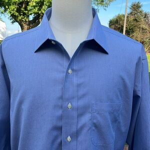 -Brooks Brothers Madison Blue Tone Micro Checkered Non-Iron Button-Down Shirt 18